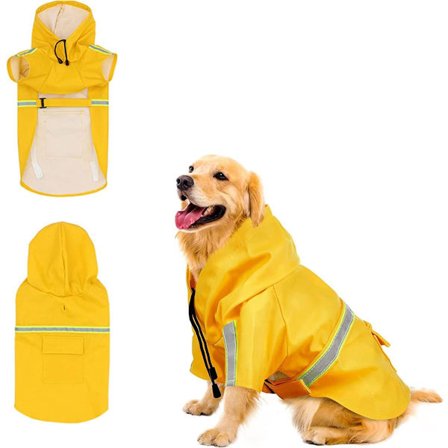 Hunderegntøj - Hunderegntøj - Regntøj til hunde - Vandtæt hundefrakke med hætte og refleksstriber