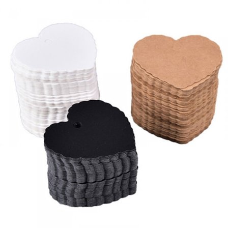 300 stk. Kraft gavemærker (3 farver) (hjerte)