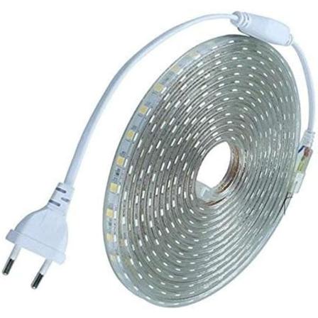 10m LED-stripe, 220V vanntett silikon IP68 kald hvit 6000°K SMD5050, 60led/m