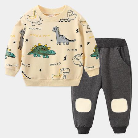 Pojkar Långärmade Skjortor + Byxor Crew Neck Sweatshirt Outfit