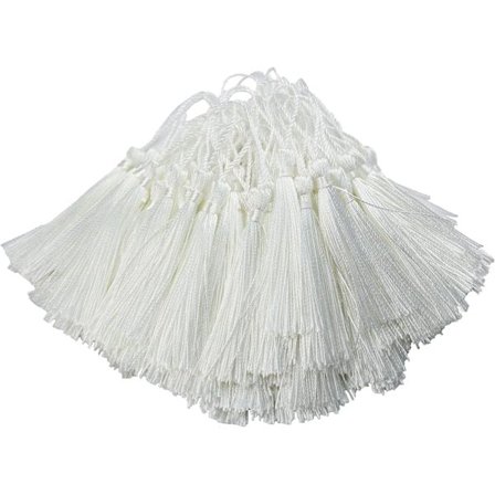 100 stk. 13 cm Silke Floss Bogmærke med 2 tommer snoreløkke, hvid