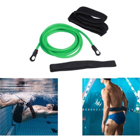 1-pakning - Svømmetreningbelte - Svømmemotstandsbelte - Statisk svømmetreningbelte - Grønn - 4 meter