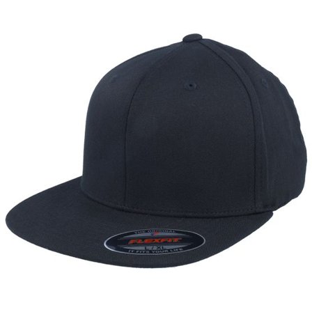 Flexfit - Svart fitted Keps - Flat Brim Black Fitted @ Hatstore