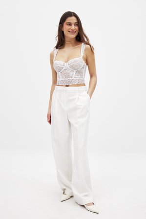 NA-KD Korsett mit Spitzenkörbchen und breiten Trägern - Korsetts & Bustier - Offwhite - XL