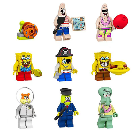 9 stk SpongeBob SquarePants figurer byggeklosser minifigurer actionfigurer byggeklosser FL1002 [db]