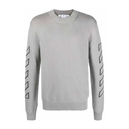 Off White, Round-neck Knitwear Grijs, Heren, Maat:M