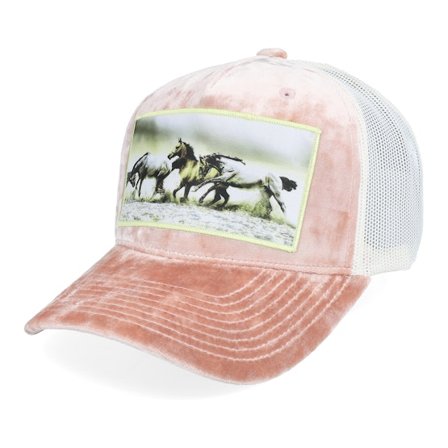 Calza Pennello - Rose trucker Casquette - Wild Horses Velvet Peach/Ivory A-frame Trucker @ Hatstore