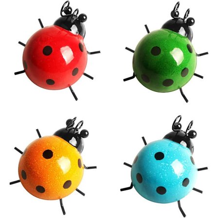 4 stk. Metal Mariehøne Dekoration Metal Mariehøne Væg Dekoration Metal Mariehøns Væg Kunst til Have Plæne Hjem Dekoration Udendørs Væg Skulpturer