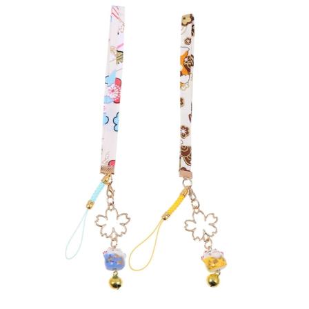 2 stk. Nøgleringe Bilnøgler Charm Dangle Tiltrækker Velstand Kat Dekoration Telefon Nøglering Blå 20X2X1CM Blue 20X2X1CM