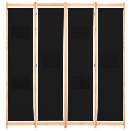Vidaxl Rumsavdelare 4 Paneler 160x170x4 Cm Svart Tyg Svart