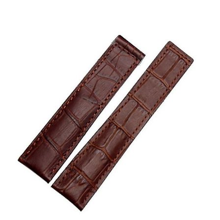 Tag Heuer Äkta Läder Klockarmband - Svart/Röd/Svart, 19mm/20mm/22mm Herrklockarmband med Viklås brun utan spänne 20mm