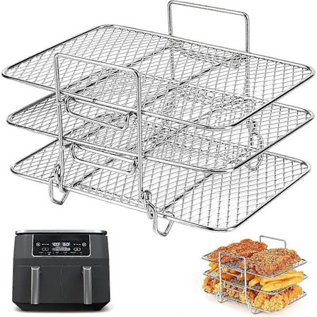Airfryer-riste til Ninja Dual, trelags madlavningsrist i rustfrit stål, Airfryer AF300UK AF400UK tilbehør