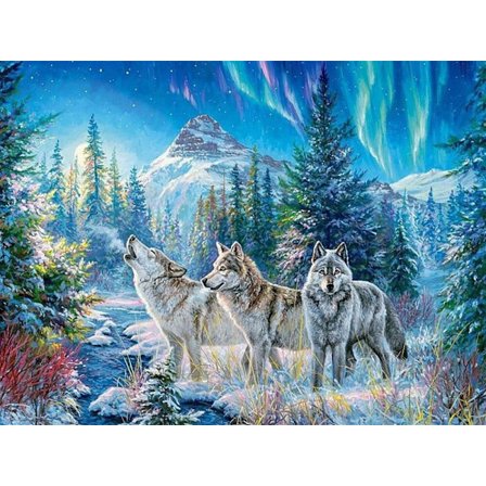 30 x 40 cm, Wolf Diamond Painting -timanttimaalauskirjonta