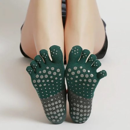 Nya Bomuld Kvinder Yoga Sportsstrømper Anti-skrid Gym Fitness Åndbar Krydsryg Pilates Dans Sports Ankelstrømper Split Toe Strømper