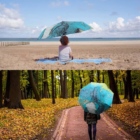 Verdenskort Paraply Automatisk Paraply Foldbar Paraply Vindtæt/