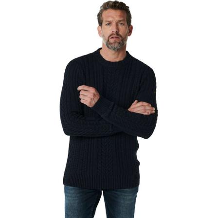 No Excess, Pullover crewneck cable knit with w ink Blauw, Heren, Maat:L