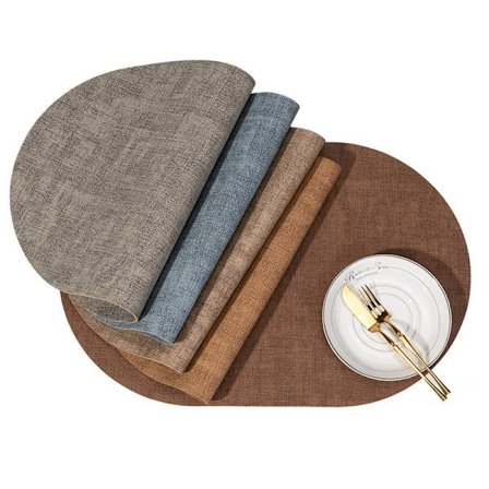 5-pak Borddækkerservietter i kunstlæder Oval Enkel stof læderborddækkerserviet