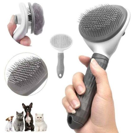 Itse -kiinnittyvä turkisharja eläimelle napsauta harjaa harmaa