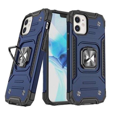 Wozinsky Ring Armor-etui for iPhone 14 Plus pansrede deksel magnetisk holder ring blå