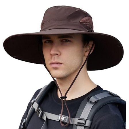 Solhatt Anti-UV UPF 50+ Utomhus Fiskehatt Bred Brätte Fiske (Brun)