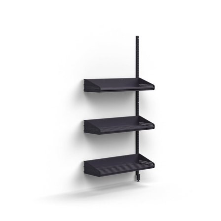 Skohylle ENTRY, påbyggseksjon, vegghengt, 3 skohyller, H1800 B900 D300 mm, antrasitt