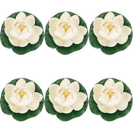 6 stk. Lotus Dekorationer Flydende Dekor Støv Falsk Lotus Blomst Håndværk Simulation Lotus Blomst Dekor Lotus Dekor (5X10CM, Lys Gul)