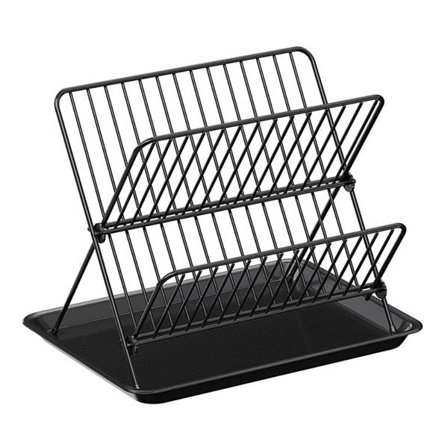 Diskställ 32 x 21 x 26,5 cm – svart metall med två våningar