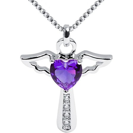 Englenes fødselsstein halskjede hjertekors halskjede for jenter barn damer Cu