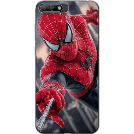 Kompatibel Mobilcover til Huawei Huawei Y6 (2018) Dynamisk Spider-Man-illustration i action-perspektiv, superheltetema med bevægelsesenergi og cinema