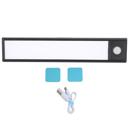 Ultratynn Oppladbar LED-lyslist med bevegelsessensor 20 cm Svart for Vin- og Skoskap