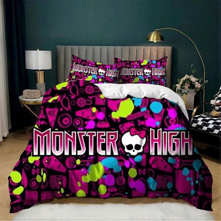 i13 Teen Monster High Dynebetræk Sæt 3 Dele Tegneserie Sengetøj Sæt Fuld Størrelse Letvægts Dynebetræk til Piger jm13
