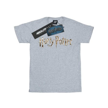 Harry Potter T-shirt i bomull med fullfärgslogotyp för flickor, 7-8 år, sportgrå
