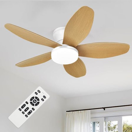 Hiljainen kattotuuletin lampulla, 65/88/100 cm uppoasennus, kattotuuletin valaistuksella ja kaukosäätimellä