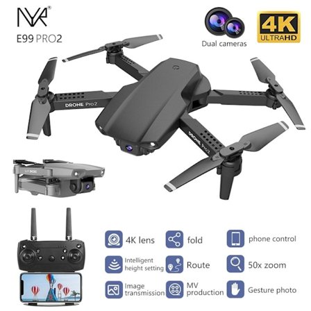 NYR Pro2 RC Mini Drone 4K Dualkamera svart
