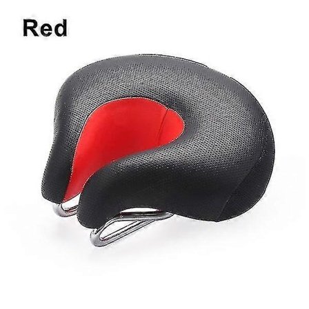 Bredt Cykelsæde Uden Næse Rød Cykelsadel