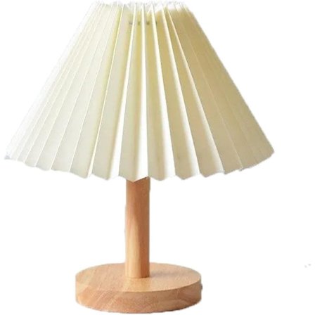 Retro plissért fjernkontroll nattlys, soveromsdekorasjon bordlampe, paraplyformet nattlampe (off-white lampeskjerm, høyre klikk 220V [tre-co
