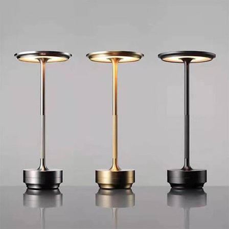 Trådløs bordlampe, dimbar, metall, USB-oppladbar - 1 stk - WELLNGS silver