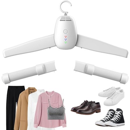 Bærbar tørretumbler til tøj, skotørrer, elektrisk tørretumbler til tøj, 2-i-1 tørretumbler til tøj og sko, hængende lufttørrer med aftagelig bøjle, 