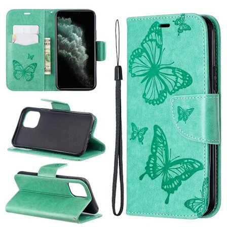Butterfly iPhone 11 Pro Læderetui - Grøn