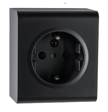 SG Stikkontakt Påvegg Enkel m/j sort