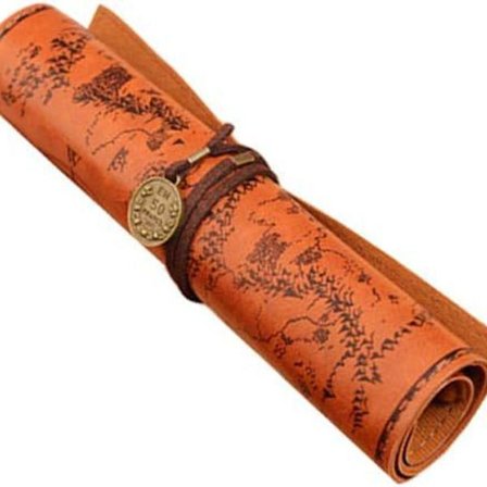 PU læder rulle penne etui vintage blyant med kreativt kort brun C KLB