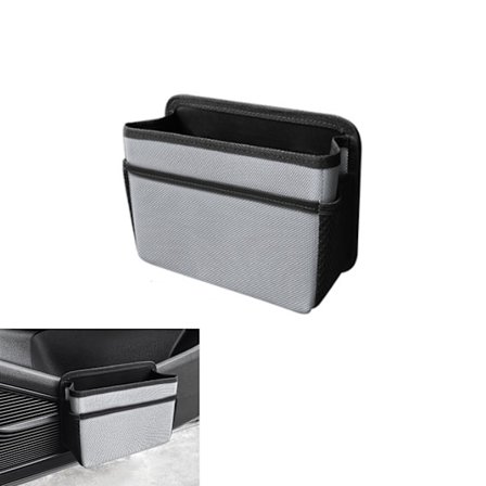 Grey Foldable Multifunctional Car Trash Can, Hanging Storage Box with Trash Bag, Multi Pocket Design for Home and Office