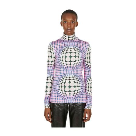 Paco Rabanne Graphic Print Turtleneck Top Pink, Dame