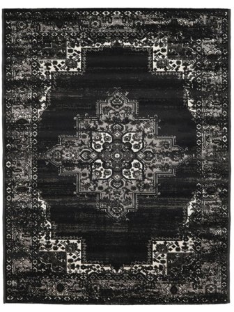 Vintage Vega 300X400 Large Black Medallion Rug
