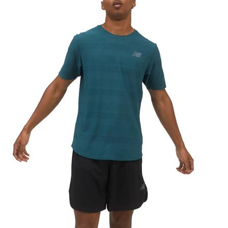 New Balance Men's Q Speed Jacquard Short Sleeve Men Short sleeved fitness sweater Blue S
