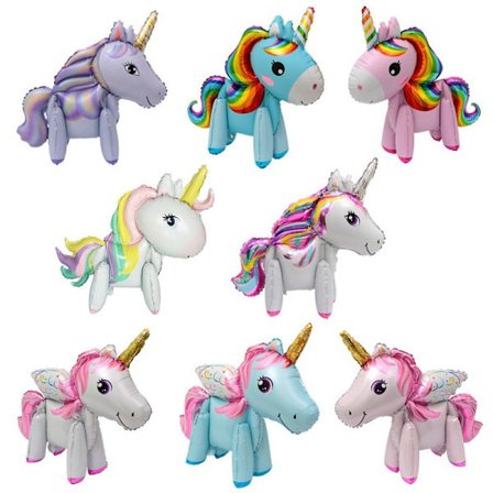 8 st Unicorn Ballonger Folieballonger 3D Walking Animal Balloo