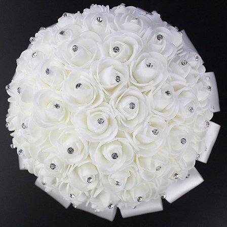 Tekoälyinen hääkimppu, käsintehty ruusu, strassit, morsiusneito, hääkimppu, hääasusteet