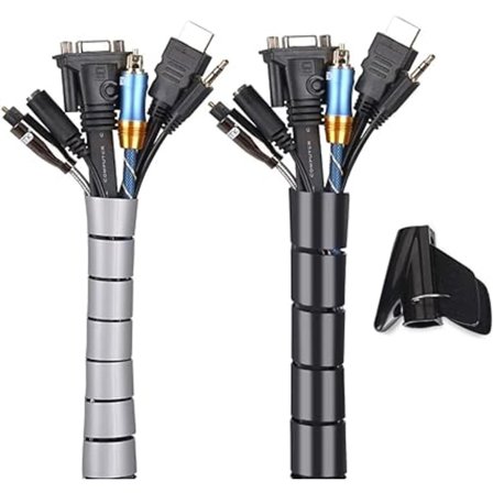 Svart og grå, kabelbeskyttelse 2-pakning, fleksibelt sortiment 2x3M PE-kabel