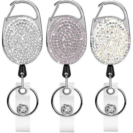 Infällbar 3-pack ID-kort Jojo, infällbar ID-kortshållare Nyckelrulle Nyckelring Lanyard utdragbar nyckel, korthållare ID-hållare