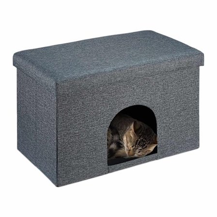 Katteskjul med sædehynde i grå